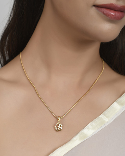 NAVYA ART Om Locket Long Gold Plated Trendy Fancy Latest Design