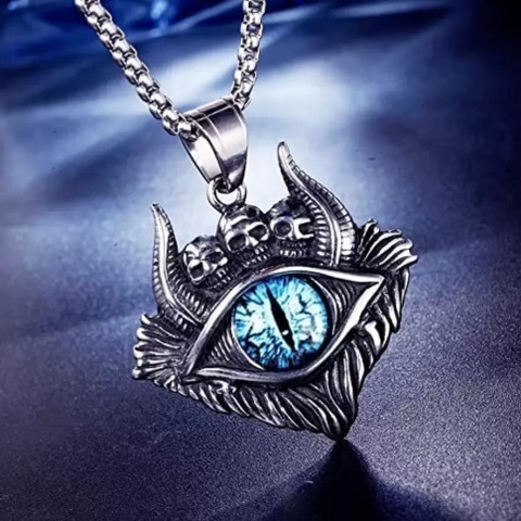 ruby collection Blue Evil Eye Necklace Traditional Men Locket Alloy Pendant  Chains for Men Boy Silver Silver Pendant Set