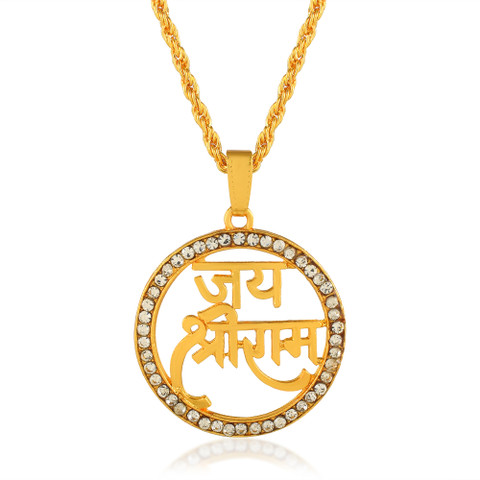 BRBRIK Gold Plated CZ Lord Jai Shree Ram Pendant Necklace Chain Locket  Pendant Gold-plated Cubic Zirconia Brass Pendant