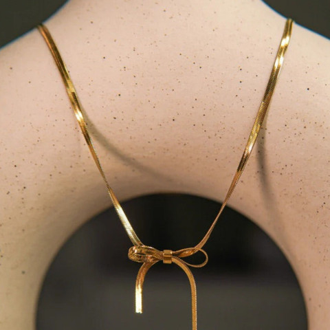 SHIMMERA Anti tarnish gold plated Choker snake chain bow for girls| Gifts  for women Gold-plated Stainless Steel Pendant