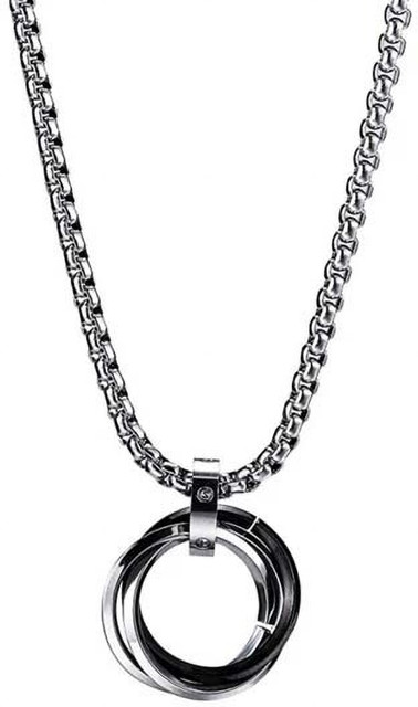 zebisco Men's Stainless Steel Interlocking Double Ring Pendant