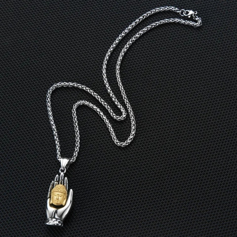 Devora Religious Palm Buddha Pendant chain for Men Boys Sterling