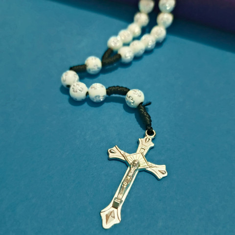 MB MINBLOW Holy Rosary Beaded Cross Necklace – Religious Prayer