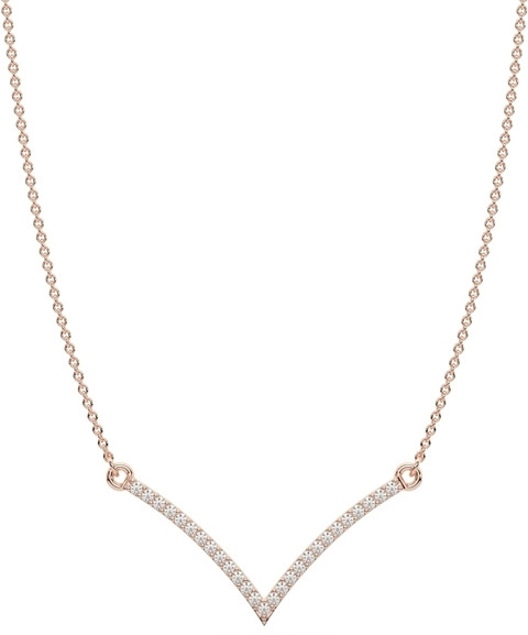 KOARRA 925 Sterling Silver Rose Gold V Shape Necklace for Women