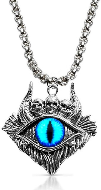 Uniqon Illuminati Egyptian Horus Evil Eye Demon Skeleton/Skull Locket Pendant Necklace Silver Stainless Steel Pendant Set Price in India - Buy Uniqon Illuminati Egyptian Horus Evil Eye Demon Skeleton/Skull Locket Pendant Necklace