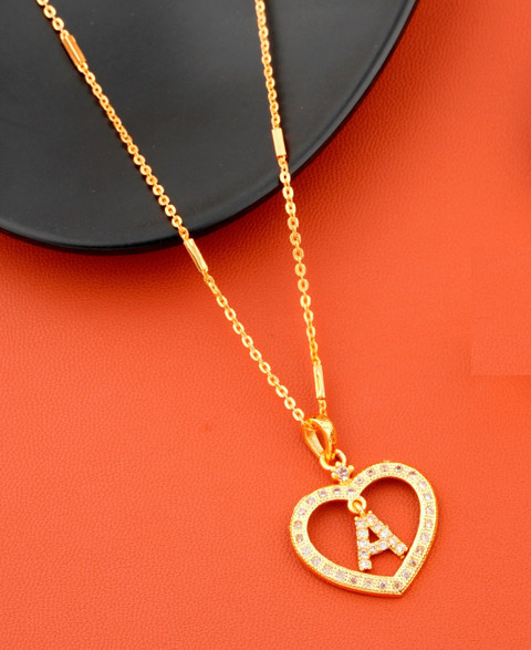 Diamond Pendant A Letter Chain Locket Jewel WORLD A Name Letter