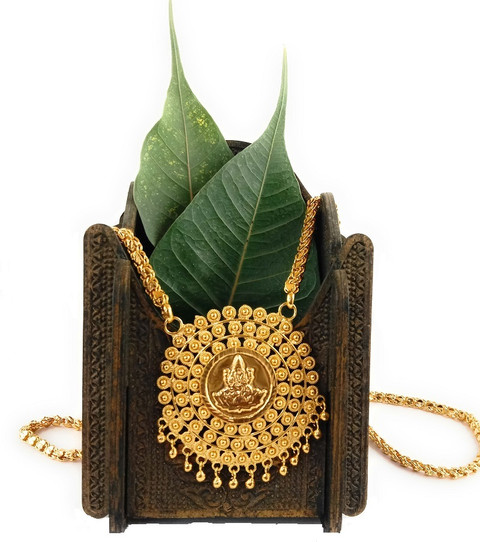 CUTE GOLD One Gram Micro Traditional Dollar Chain for Women Girls  Gold-plated Emerald Copper Pendant Set