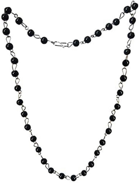CResha Black Bead 8mm Chain Necklace Locket for Men and Women