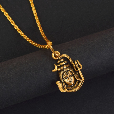 Mahadev Pendant Lord Shiva Gold Locket Mahakaal Jewels Gold Plated