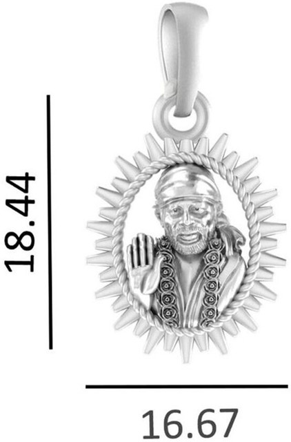 Akshat Sapphire Sterling Silver purity) God Sai baba Pendant for Men  Women Pure Silver Lord Sai baba Locket for Good Health Wealth Sterling 
