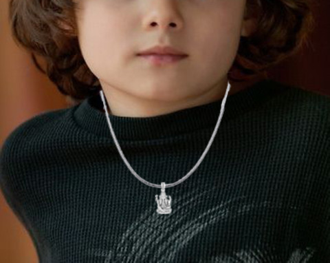 Silver Neck Chain For Baby Boy Akshat Sapphire Ganapathy Silver