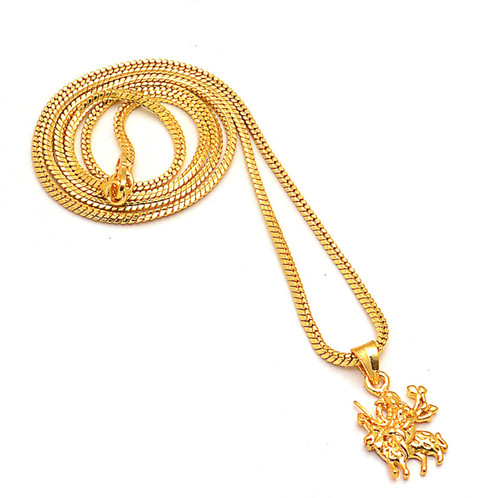 Jewar Mandi Pendant Maa Durga Shero Wali Mata Ji Locket Chain Gold Plated  Jewelry Gold-plated Brass