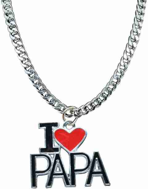 D2Fashion I Love Papa In Highly Finish Material Silver Metal