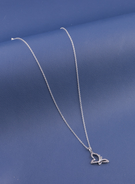 VPCREATION Cubic Zirconia, Diamond Silver Plated Silver, Copper Necklace