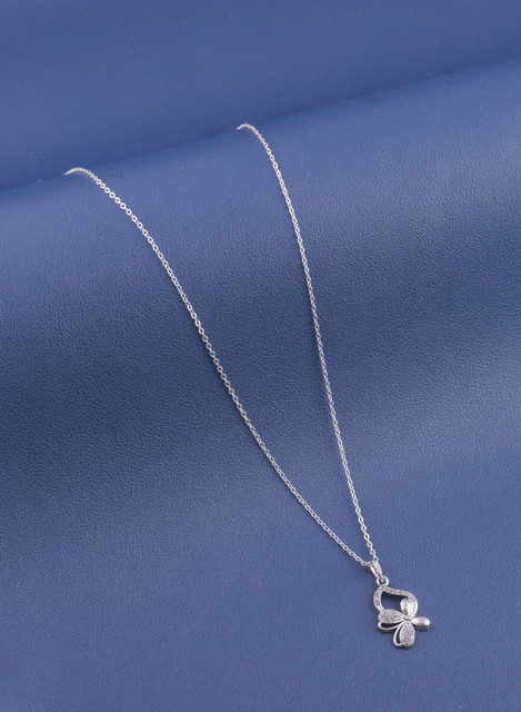 VPCREATION Cubic Zirconia, Diamond Silver Plated Silver, Copper Necklace