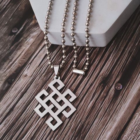 M Men Style Knot Necklace Stainless Steel Buddhist Knot Infinity