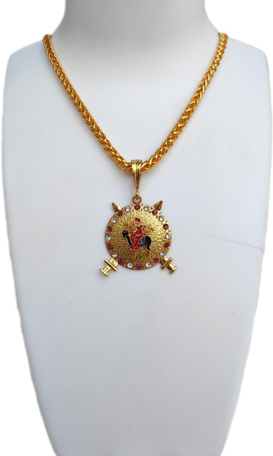 D D FASHION Dhal Meldi Ma pandal Locket with Chain for mens and