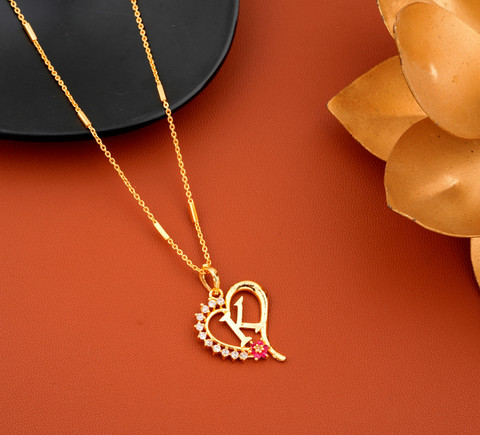 Jewel WORLD K name Letter 18 Inch short pendant lockets chain with