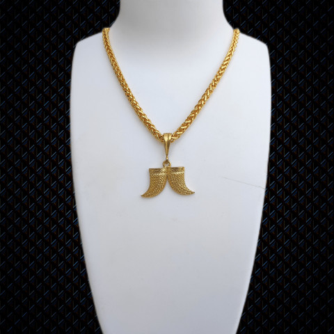 D D FASHION Double Nail Puligoru pandent with New rope Chain For Mens and  Gold-plated Alloy Pendant Set