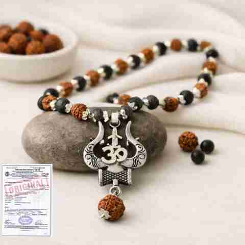VIBESLE Karungali Rudraksha Malai Silver Pendant - Image 5