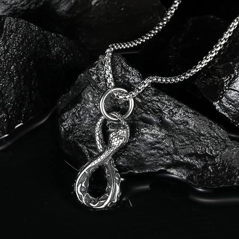 SILVOSWAN Infinity Ouroboros Serpent Snake Pendant for men and
