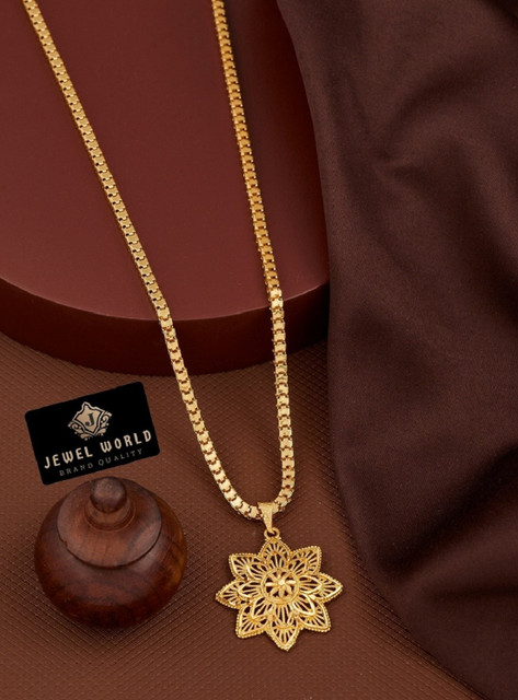 Jewel WORLD Gram Gold Plated Long Chain for Men Boys Gold-plated Alloy,  Brass Pendant