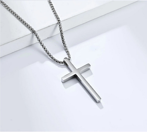 FASHOW Christian Jesus Cross Pendant with Chain for Men/Boy
