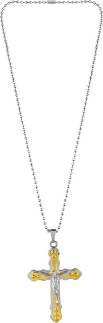 Morvi Dual Tone Jesus, Criss Cross, Christian, Plus Pendant Locket