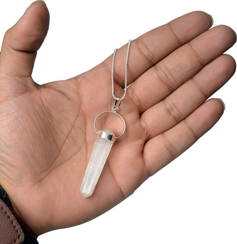 REIKI CRYSTAL PRODUCTS Natural Clear Quartz Pencil Shape Pendant with Metal  Chain For Unisex Quartz, Agate Crystal Pendant