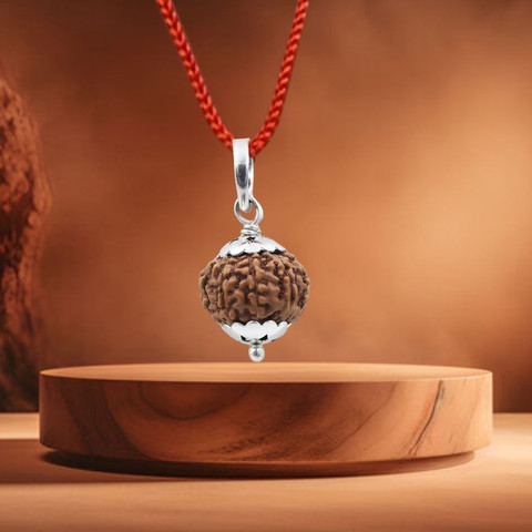 Fine Creation Certified Natural Mukhi Rudraksha/Nine Mukhi Pendant Silver  Brass Pendant