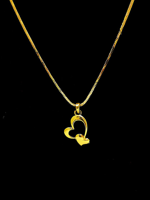 Gilher Gilher Fancy Gold Plated Heart Locket Chain For Women And