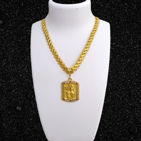 D D FASHION Radha Krishna chain pandent Gold-plated Alloy Pendant Set - Main Image