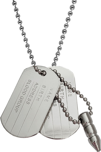 M Men Style Military Army Name Locket Dog Tag Chain With Plain Dog Tag  Pendant SPn2022393 Sterling Silver Zinc, Metal Pendant