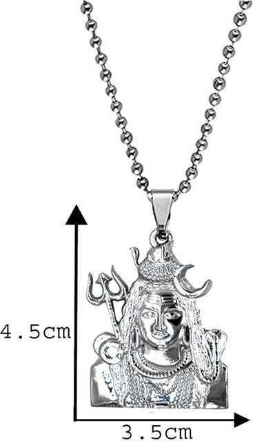 AFH Lord Mahadev Shiva Silver Metal Pendant Necklace Chain For Men