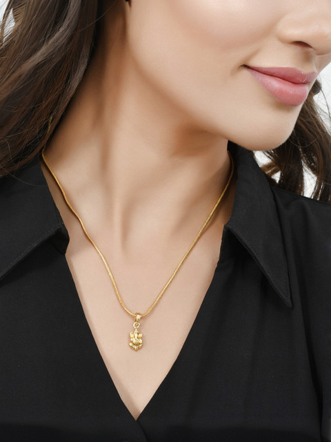 PYR Fashion Brass Ganesha Locket Ganpati Ganesh ji Maharaj Gold-plated  Alloy Pendant Set