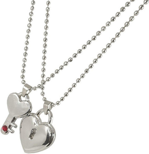 Agarwalproduct Valentine's Day Special Metal Stainless Steel Heart Design  Key And Lock Romantic Stainless Steel Pendant Set