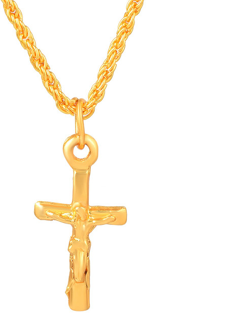 Zumrut Gold Plated Christ Crucifix Cross Pendant Necklace - Main Image