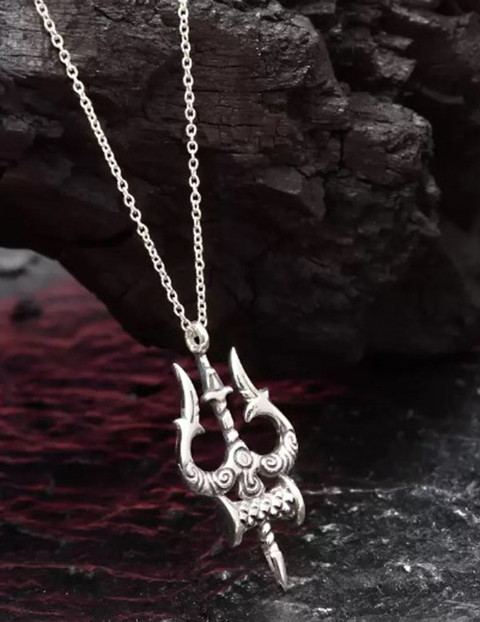 Jagsun Lord Shiva Trishul Damaru Silver Car Mirror Charm Decorative Hanging Ornament Sterling Silver, Titanium Stainless Steel Pendant