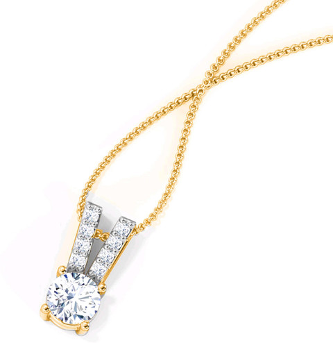 SEOLFOR 925 Sterling Silver Solitaire Gold Plated Necklace for Girls  Women Cubic Zirconia Rhodium Plated Sterling Silver Necklace