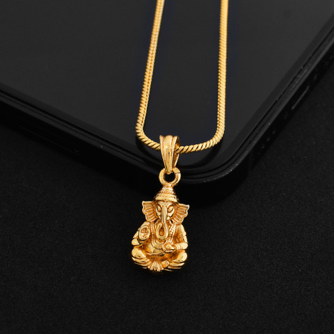 Lyzoo Ganesh Ganpati Locket Pendant With Gold Plated Chain For Men Boys  Women Girls Gold-plated Brass Locket Set