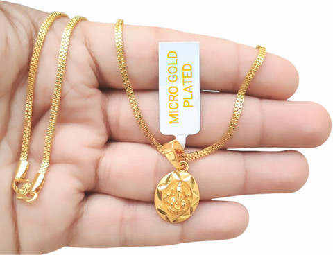 SAPNAPALACE GANPATI DADA PENDANT WITH CHAIN Gold-plated Brass