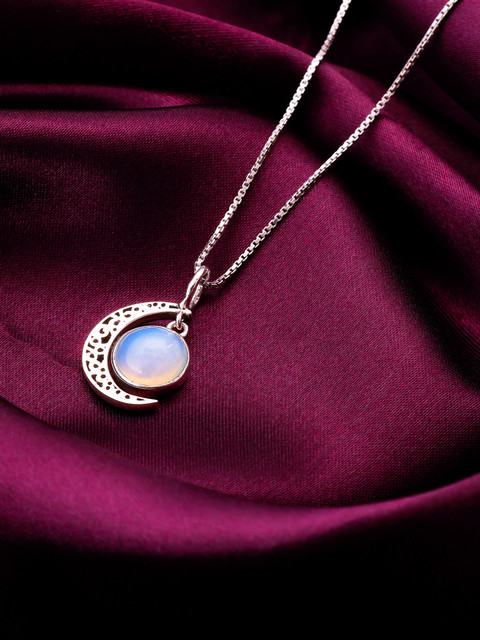 GIVA 925 Silver Oxidised Silver Moonstone Pendant |Lifetime