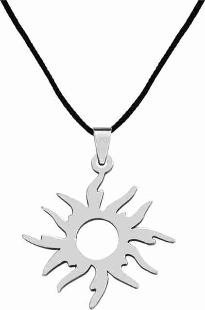 M Men Style Valentine Gift Simple Sun Pendant Necklace with Cotton Dori A  Sterling Silver Stainless Steel Pendant