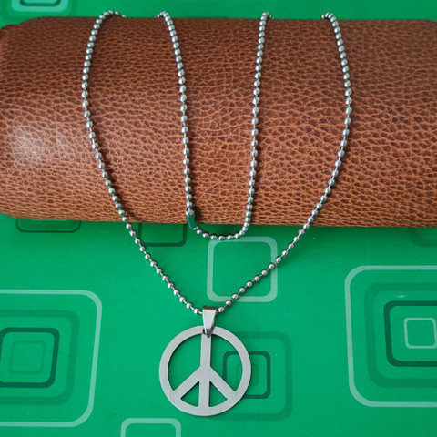 M Men Style Sterling Silver Antique Peace Sign Symbol Pendant