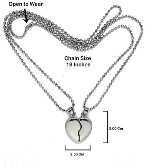 PLACIDO Silver Broken Heart Magnetic Love Locket Couple Pendant