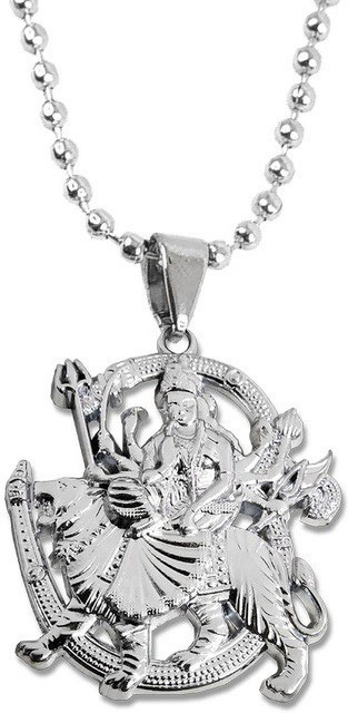 Uniqon Silver Lord Shri Durga Vaishno Devi Maa/Sherawali Mata Locket  Pendant Necklace Silver Stainless Steel