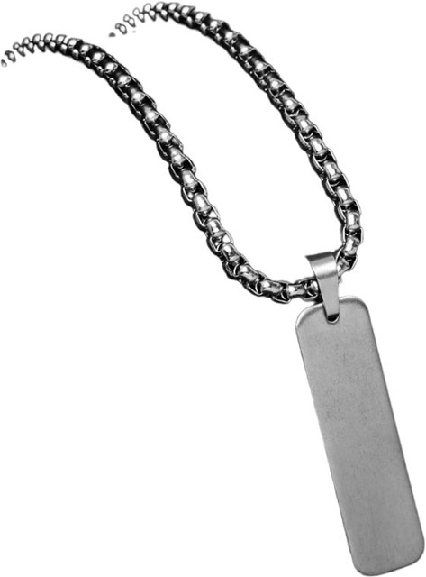 Printhearts Stainless Steel Black Dog Tag Pendant Necklace with 24inch  Chain for Men Boy Stainless Steel
