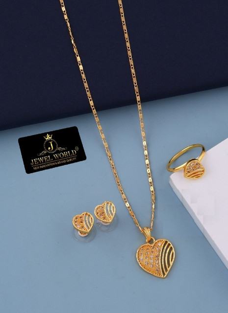 Jewel WORLD Combo pendant set with earrings ring for girls