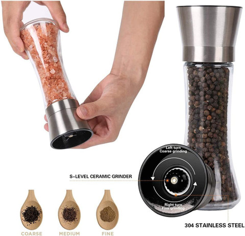 Onprix Stainless Steel Salt and Black Pepper Mill Grinder Shakers