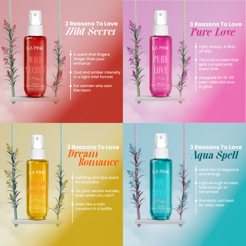 La Pink Mini Perfume Body Mist Gift Sets | 4 x 50ml Long Lasting